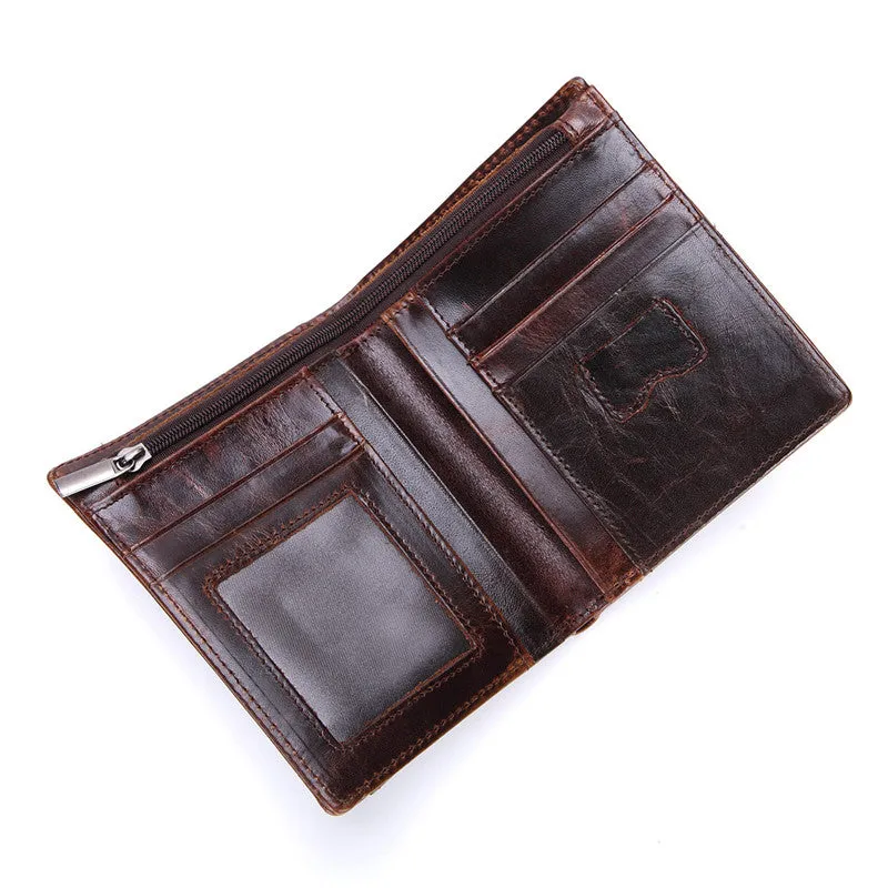 Vintage Mens Wallet billfold Slim Bifold Wallet Genuine Leather Card Wallet for Men