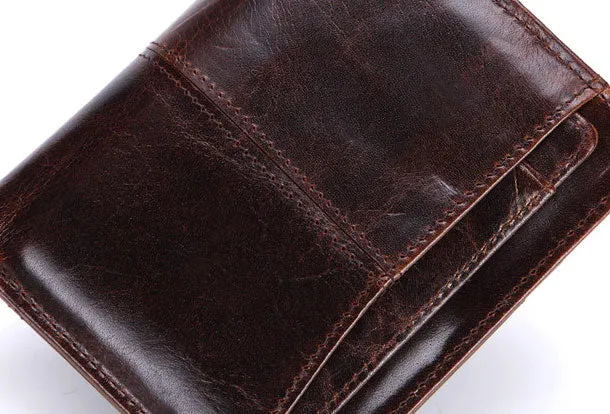 Vintage Mens Wallet billfold Slim Bifold Wallet Genuine Leather Card Wallet for Men