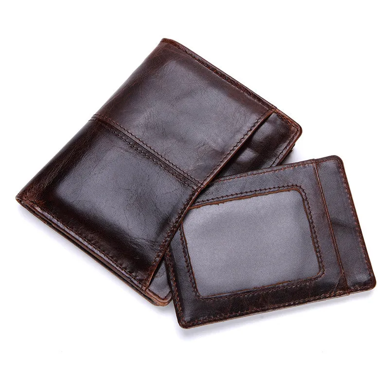 Vintage Mens Wallet billfold Slim Bifold Wallet Genuine Leather Card Wallet for Men