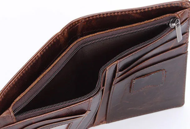 Vintage Mens Wallet billfold Slim Bifold Wallet Genuine Leather Card Wallet for Men