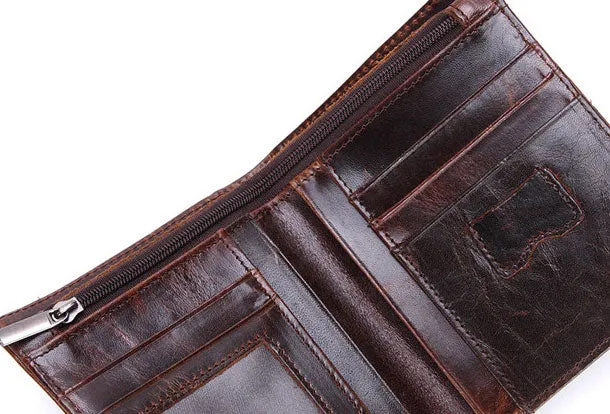 Vintage Mens Wallet billfold Slim Bifold Wallet Genuine Leather Card Wallet for Men