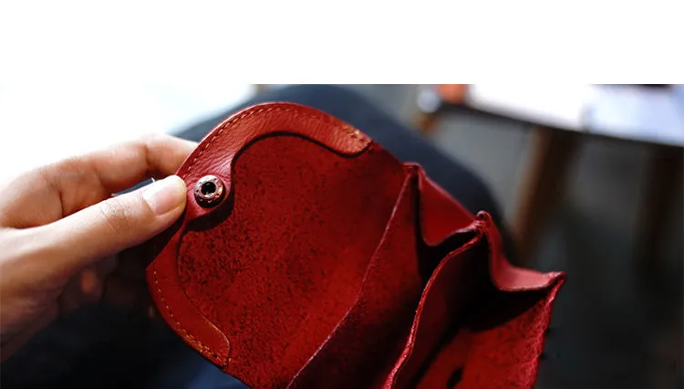 Vintage Women Brown Leather Billfold Wallet Lace Coin Wallet Change Wallet For Women