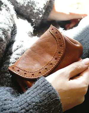 Vintage Women Brown Leather Billfold Wallet Lace Coin Wallet Change Wallet For Women