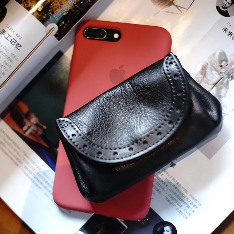 Vintage Women Brown Leather Billfold Wallet Lace Coin Wallet Change Wallet For Women