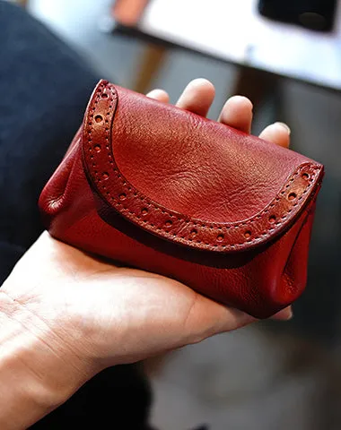 Vintage Women Brown Leather Billfold Wallet Lace Coin Wallet Change Wallet For Women