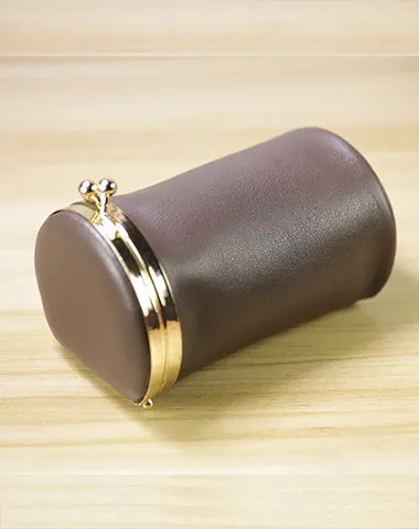 Vintage Women Coffee Leather Cup Coin Wallet Frame Clasp Coin Pouch Change Wallet For Women