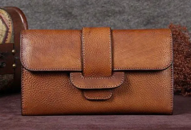 Vintage Women Leather Wallet Long Wallets Long Wallet For Women