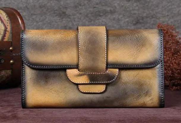 Vintage Women Leather Wallet Long Wallets Long Wallet For Women