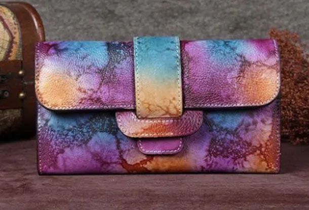 Vintage Women Leather Wallet Long Wallets Long Wallet For Women