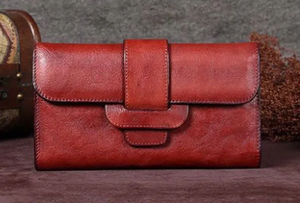 Vintage Women Leather Wallet Long Wallets Long Wallet For Women