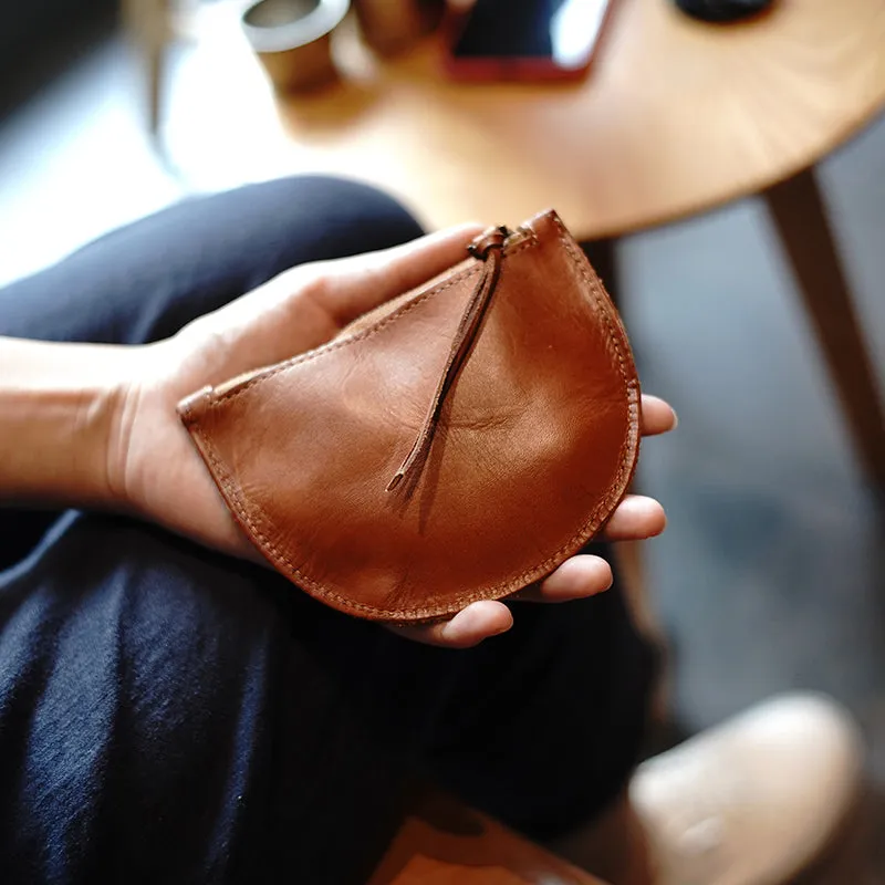 Vintage Women Leather Zip Coin Pouch Saddle Coin Wallet Change Wallet For Women