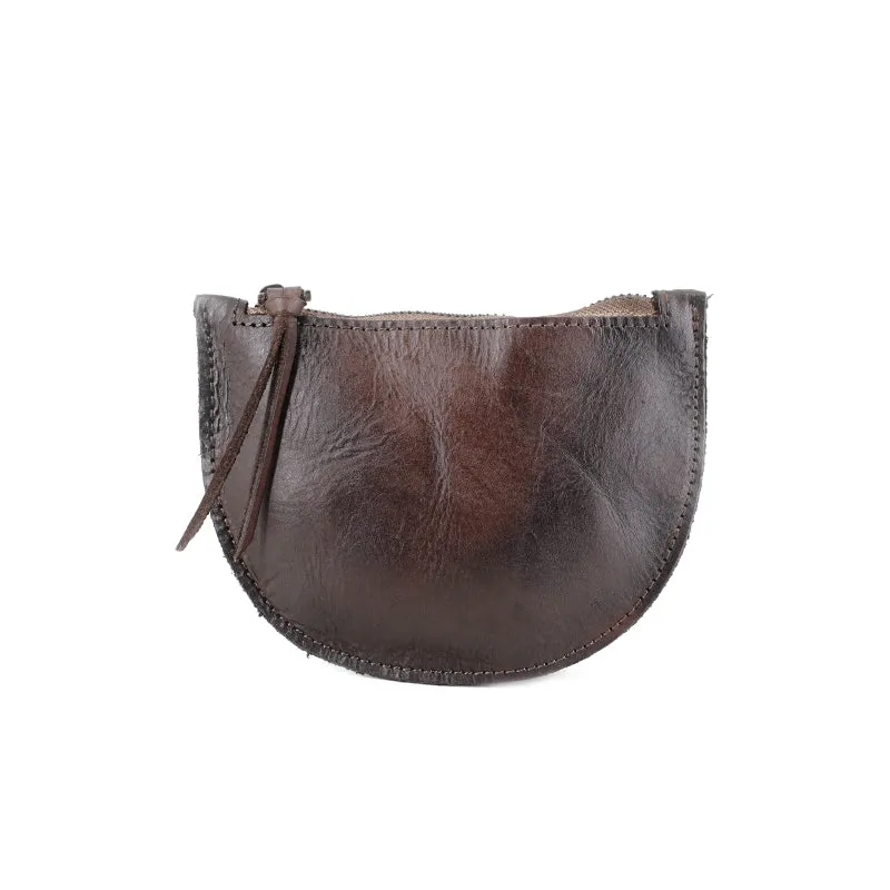 Vintage Women Leather Zip Coin Pouch Saddle Coin Wallet Change Wallet For Women