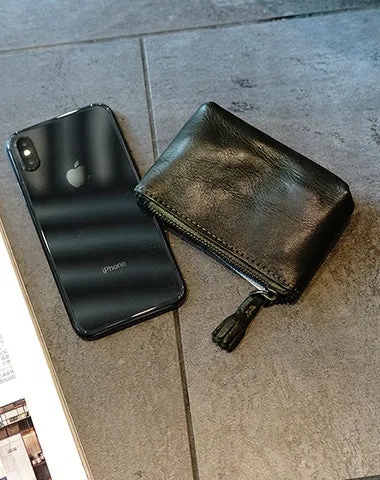 Vintage Women Mini Coffee Leather Zip Coin Pouch Small Coin Wallet Change Wallet For Women