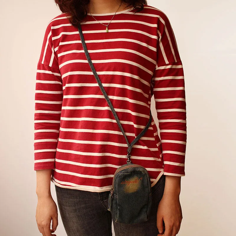 Vintage Womens Black Denim Mini Pouch with Wristlet Denim Small Phone Purse for Women
