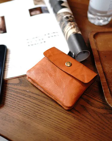 Vintage Womens Black Leather Billfold Wallet Small Wallet with Coin Pocket Mini Envelope Wallet for Ladies