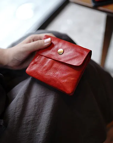 Vintage Womens Black Leather Billfold Wallet Small Wallet with Coin Pocket Mini Envelope Wallet for Ladies
