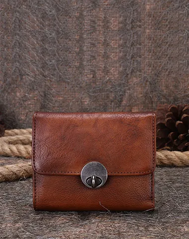 Vintage Womens Leather Small Trifold Wallets Billfold Wallet Purse for Ladies