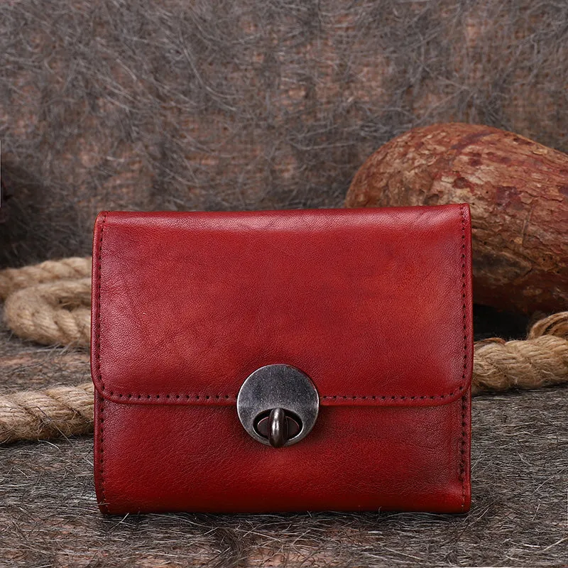 Vintage Womens Leather Small Trifold Wallets Billfold Wallet Purse for Ladies