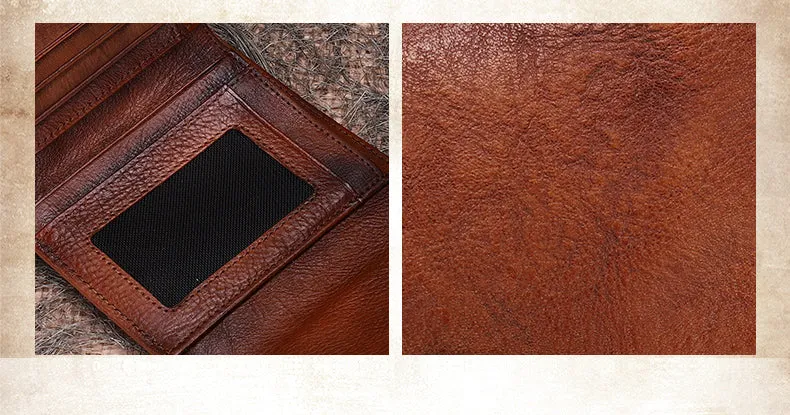 Vintage Womens Leather Small Trifold Wallets Billfold Wallet Purse for Ladies