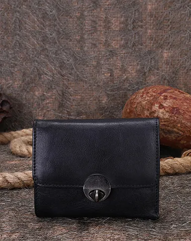Vintage Womens Leather Small Trifold Wallets Billfold Wallet Purse for Ladies