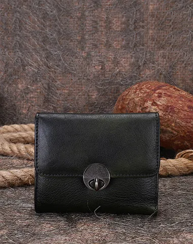 Vintage Womens Leather Small Trifold Wallets Billfold Wallet Purse for Ladies