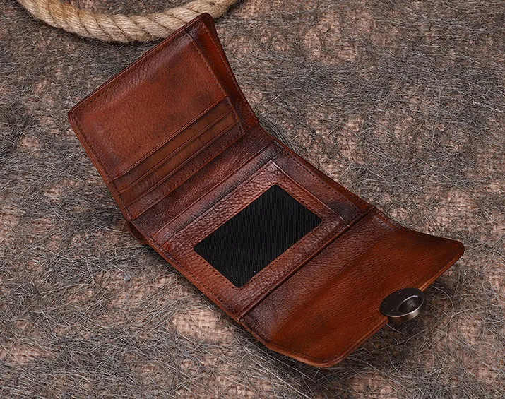 Vintage Womens Leather Small Trifold Wallets Billfold Wallet Purse for Ladies