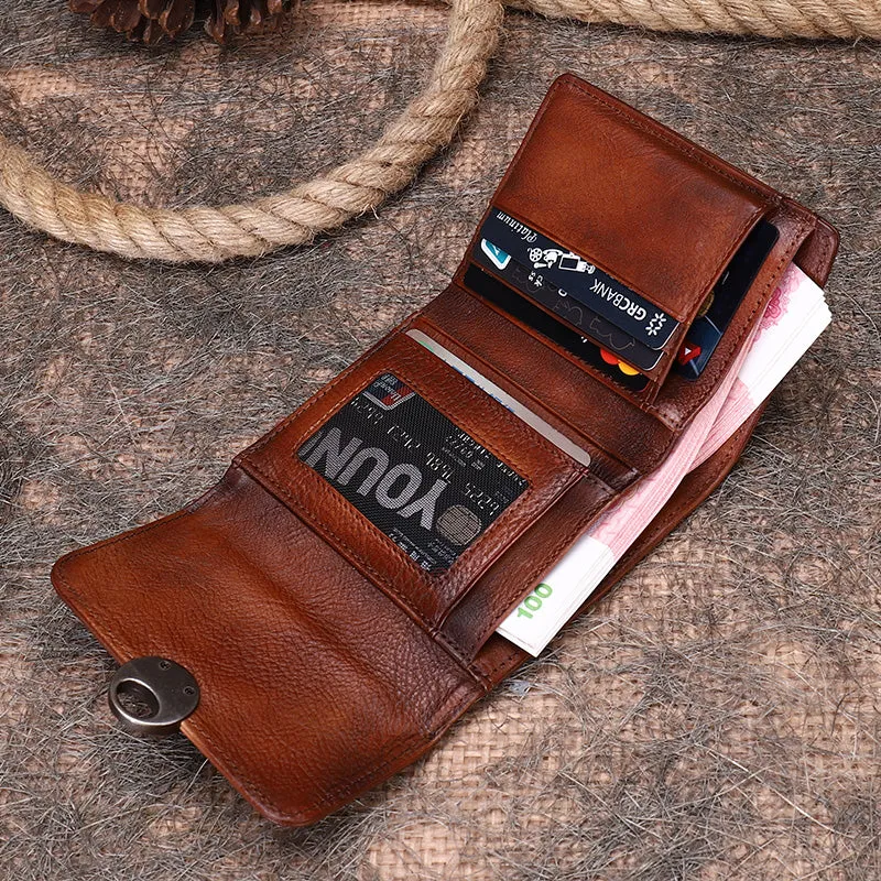 Vintage Womens Leather Small Trifold Wallets Billfold Wallet Purse for Ladies