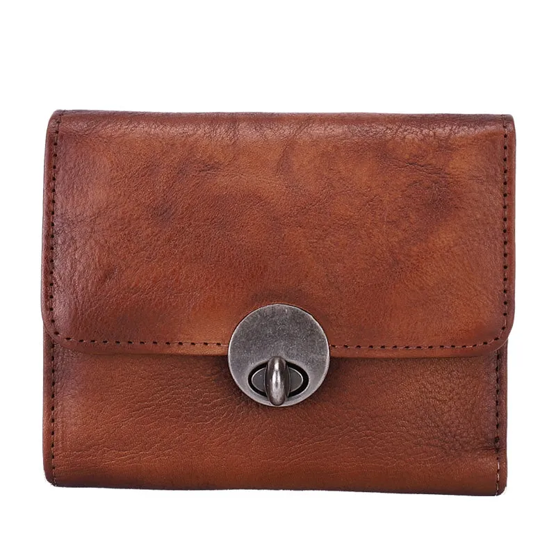Vintage Womens Leather Small Trifold Wallets Billfold Wallet Purse for Ladies