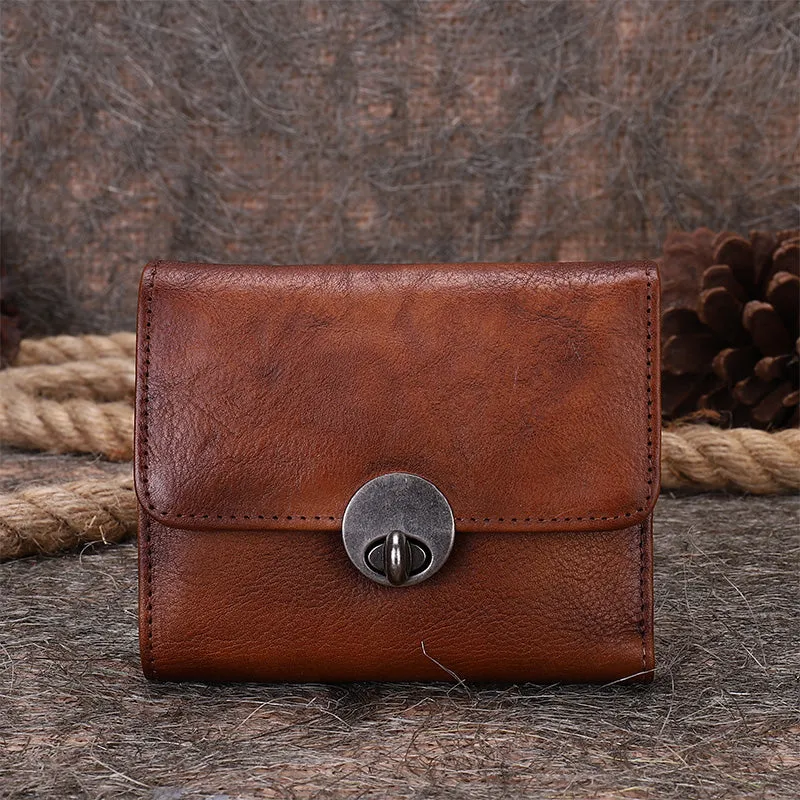 Vintage Womens Leather Small Trifold Wallets Billfold Wallet Purse for Ladies