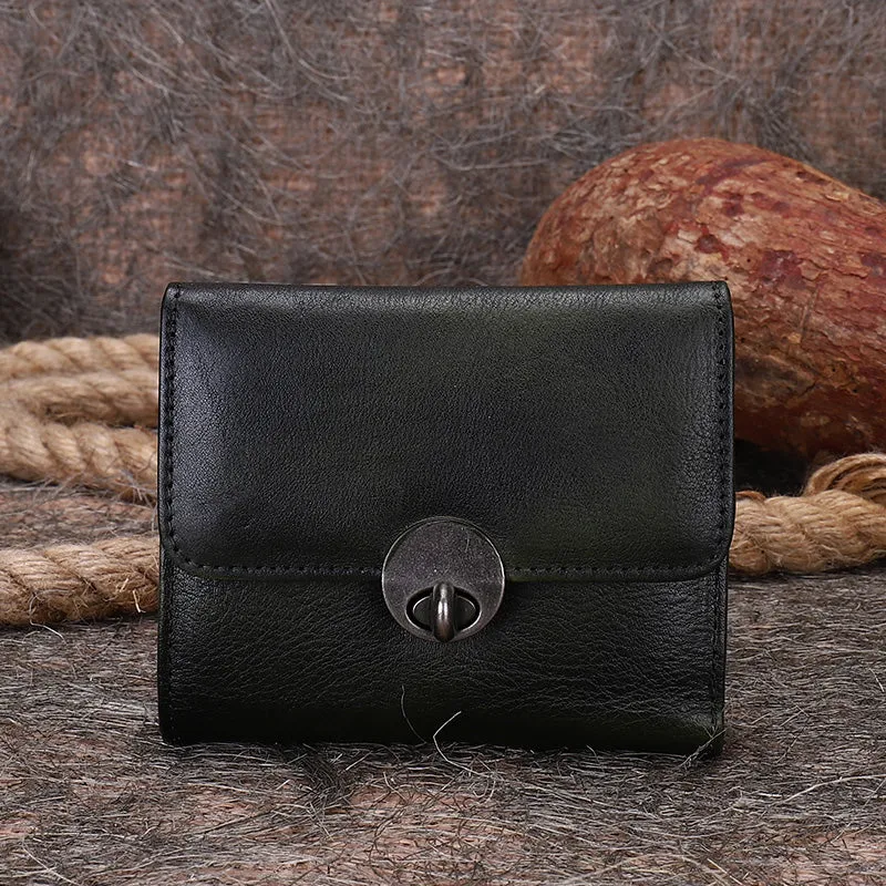 Vintage Womens Leather Small Trifold Wallets Billfold Wallet Purse for Ladies