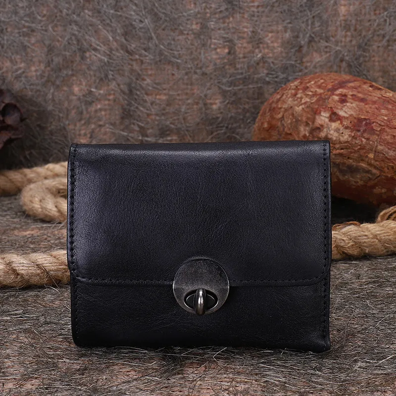 Vintage Womens Red Leather Small Trifold Wallet billfold Wallet Purse for Ladies