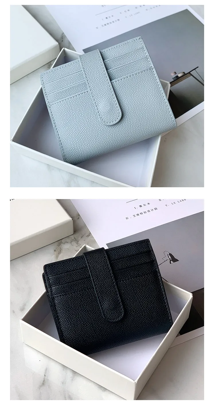 Women Black Vegan Leather Small Wallet BILLFOLD Minimalist Card Holder Card Wallets Slim Card Holders For Women