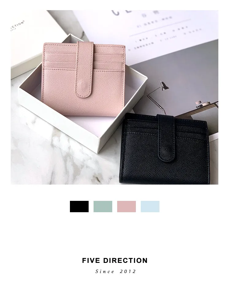 Women Black Vegan Leather Small Wallet BILLFOLD Minimalist Card Holder Card Wallets Slim Card Holders For Women