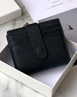 Women Black Vegan Leather Small Wallet BILLFOLD Minimalist Card Holder Card Wallets Slim Card Holders For Women