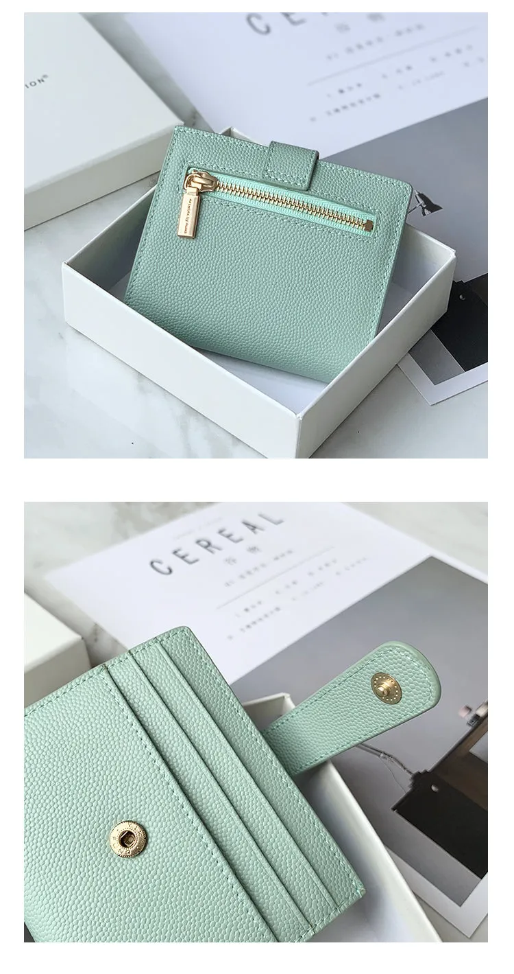 Women Black Vegan Leather Small Wallet BILLFOLD Minimalist Card Holder Card Wallets Slim Card Holders For Women