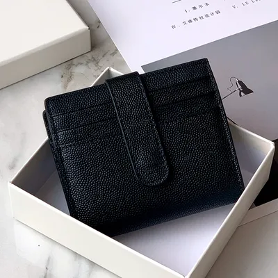 Women Black Vegan Leather Small Wallet BILLFOLD Minimalist Card Holder Card Wallets Slim Card Holders For Women