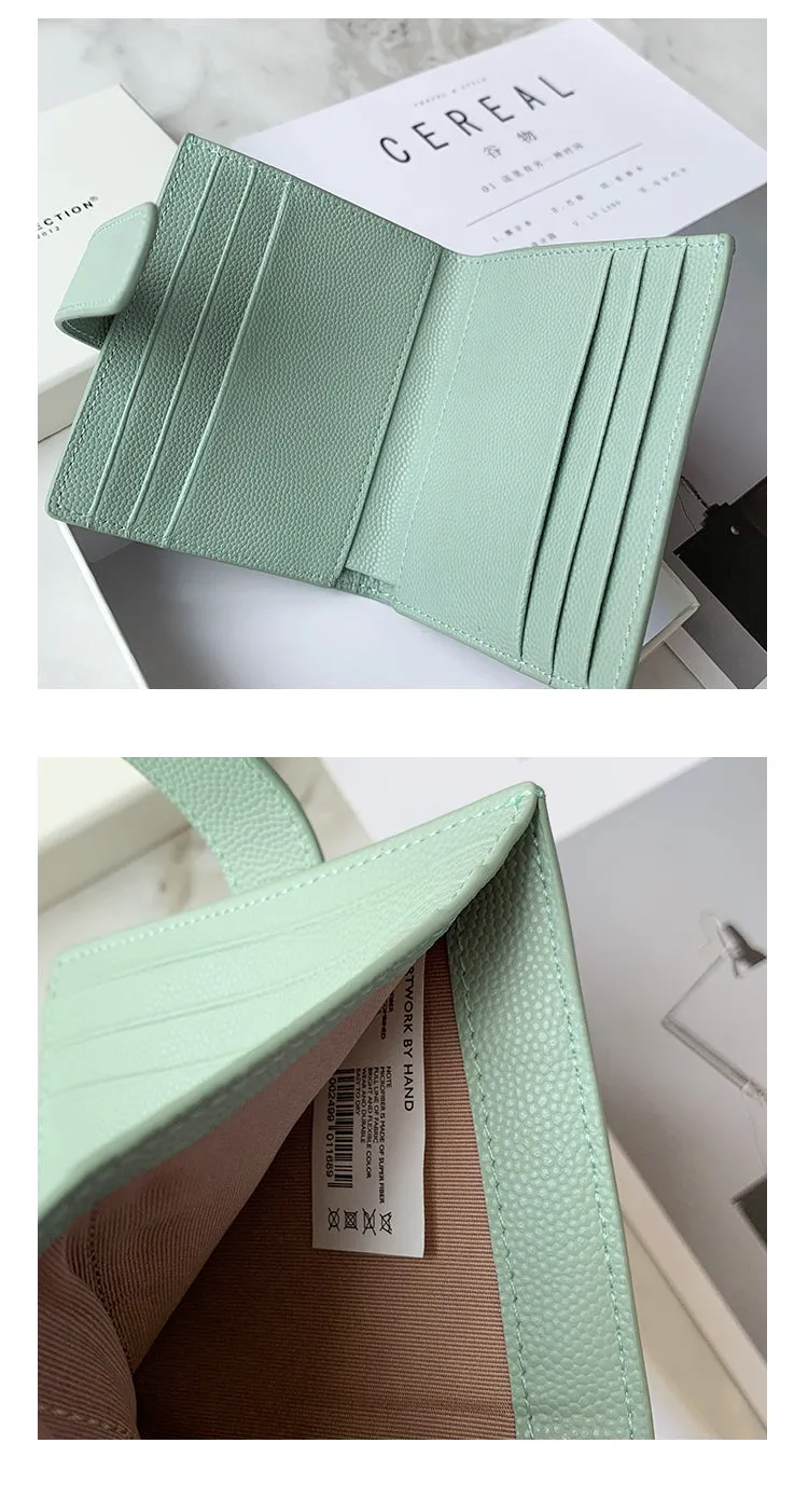 Women Black Vegan Leather Small Wallet BILLFOLD Minimalist Card Holder Card Wallets Slim Card Holders For Women