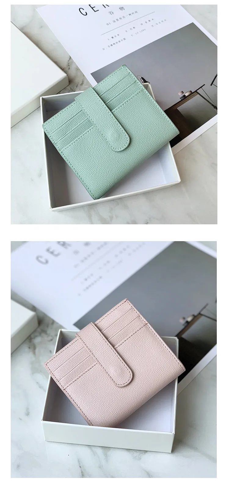 Women Black Vegan Leather Small Wallet BILLFOLD Minimalist Card Holder Card Wallets Slim Card Holders For Women