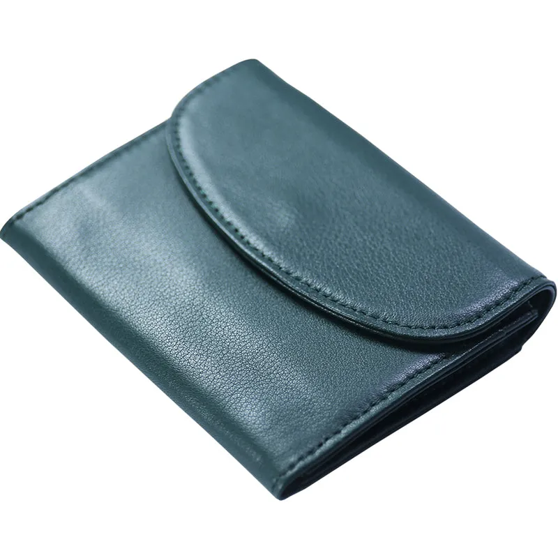Women Green Leather Mini Billfold Wallet Cute Coin Wallets Slim Change Wallets For Women