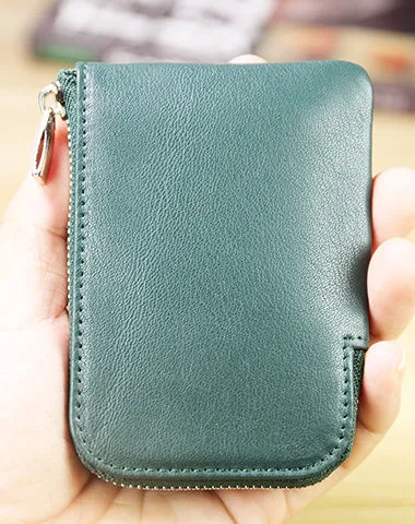 Women Leather Mini Zip Wallet Coffee Billfold Slim Coin Wallets Small Zip Change Wallet For Women