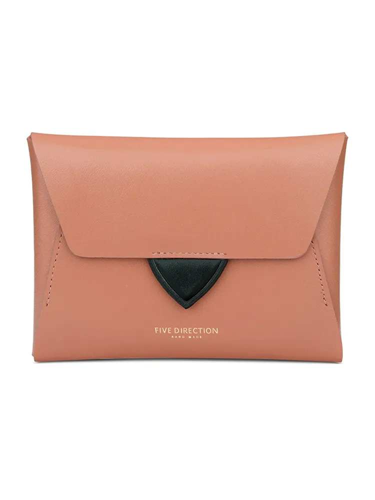 Women Light Red Leather Small Wallet Envelope Change Wallet Slim Coin Wallet For Women
