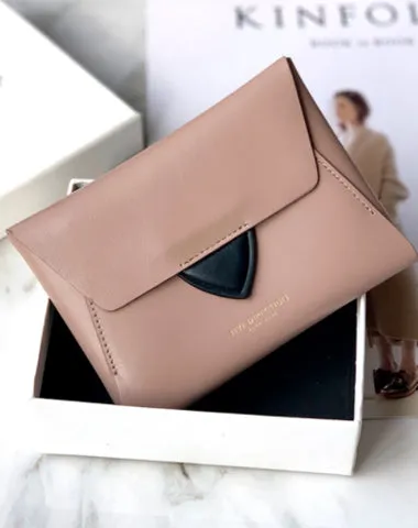 Women Red Leather Small Wallet Envelope Change Wallet Slim Coin Wallet For Women