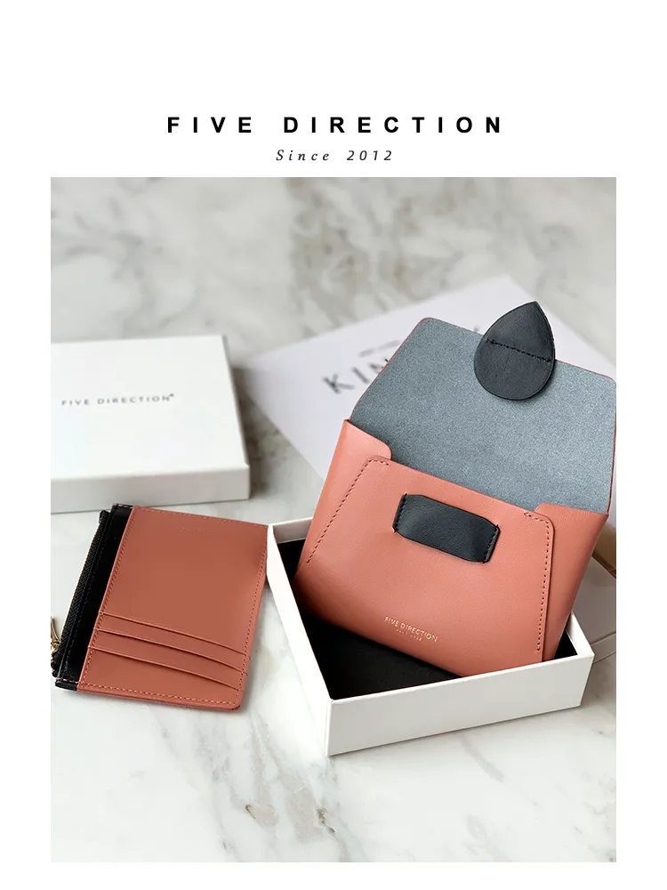 Women Red Leather Small Wallet Envelope Change Wallet Slim Coin Wallet For Women