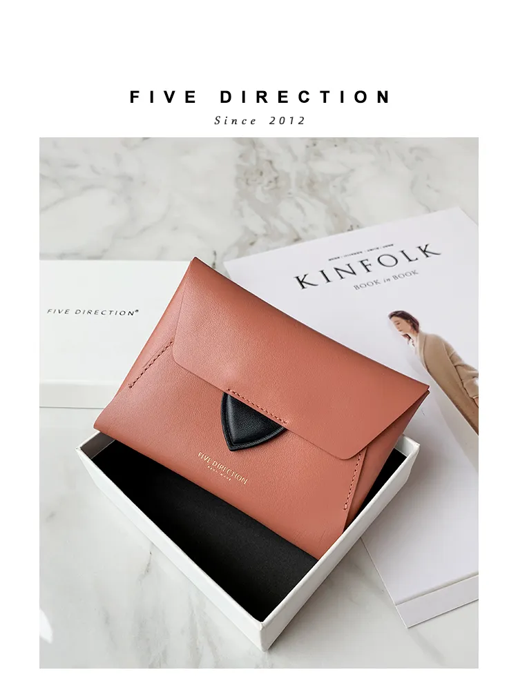 Women Red Leather Small Wallet Envelope Change Wallet Slim Coin Wallet For Women