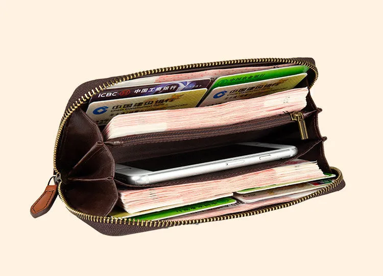 Womens Blue&Yellow Leather Zip Around Wallets Ostrich Pattern Wristlet Wallets Ladies Zipper Clutch Wallet for Women