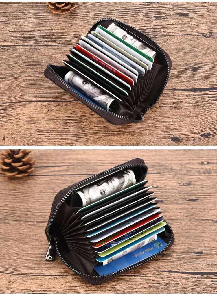 Womens Brown Leather Small Zip Around Wallet Rose Billfold Wristlet Wallet Floral Ladies Zipper Small Card Wallet for Women