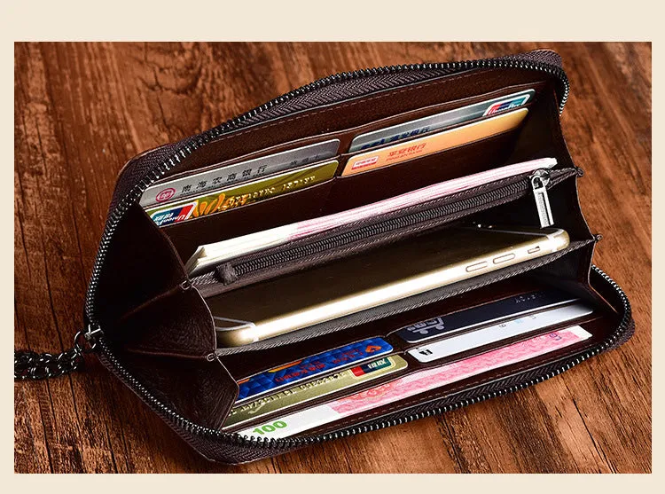 Womens Flower Brown Leather Wristlet Wallets Zip Around Wallet Floral Ladies Zipper Clutch Wallet for Women