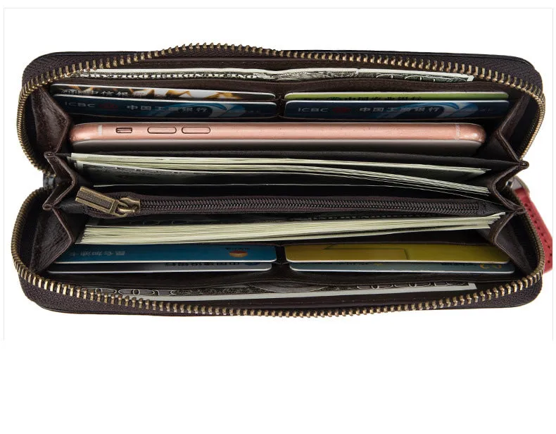 Womens Rose Flowers Leather Wristlet Wallets Zip Around Wallet Flowers Ladies Zipper Clutch Wallet for Women