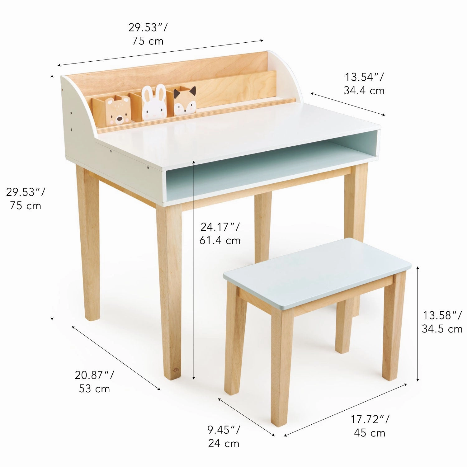 Wooden Forest Friends Desk and Chair